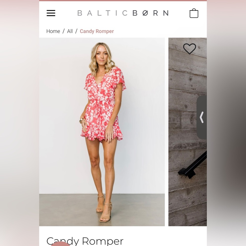 Candy Romper Coral + White